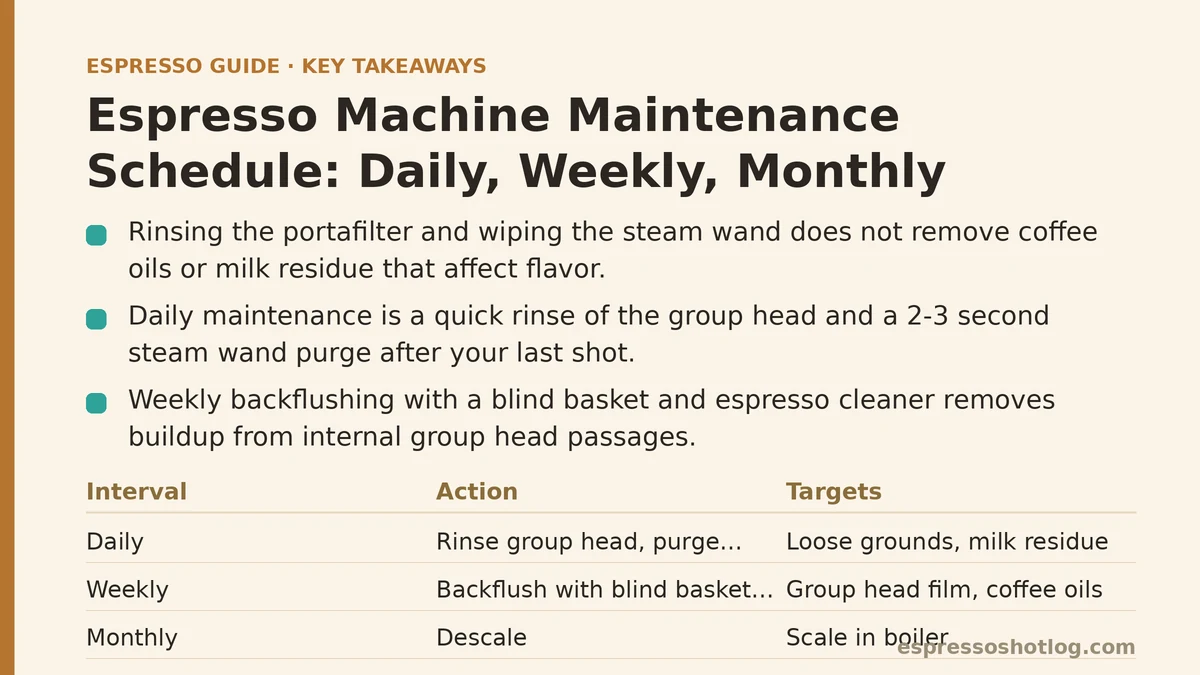 Espresso Machine Maintenance Schedule: Daily, Weekly, Monthly